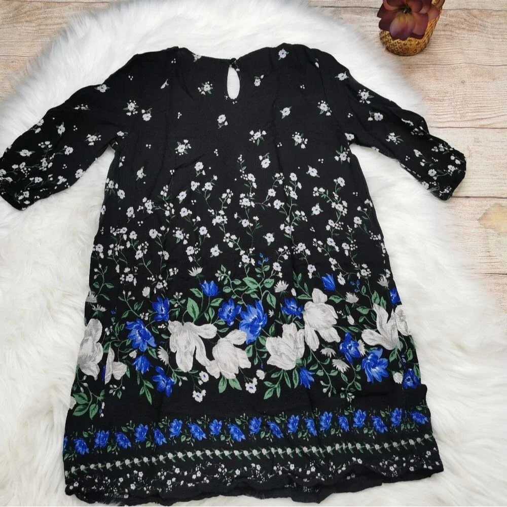 Old Navy Girl Black Floral Dress Size S 6-7